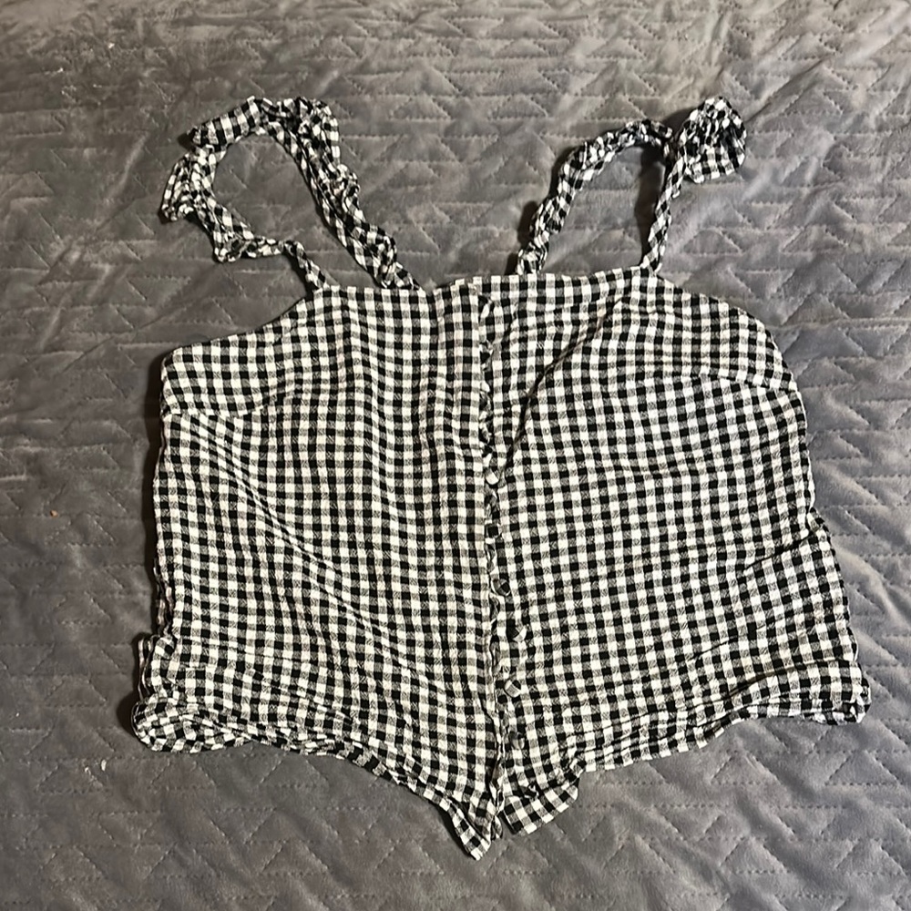 Black and White Gingham Women's Top